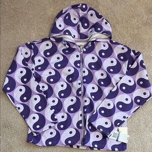 NWT Girls Purple Yin Yang Zip Hoodie - size XL 16